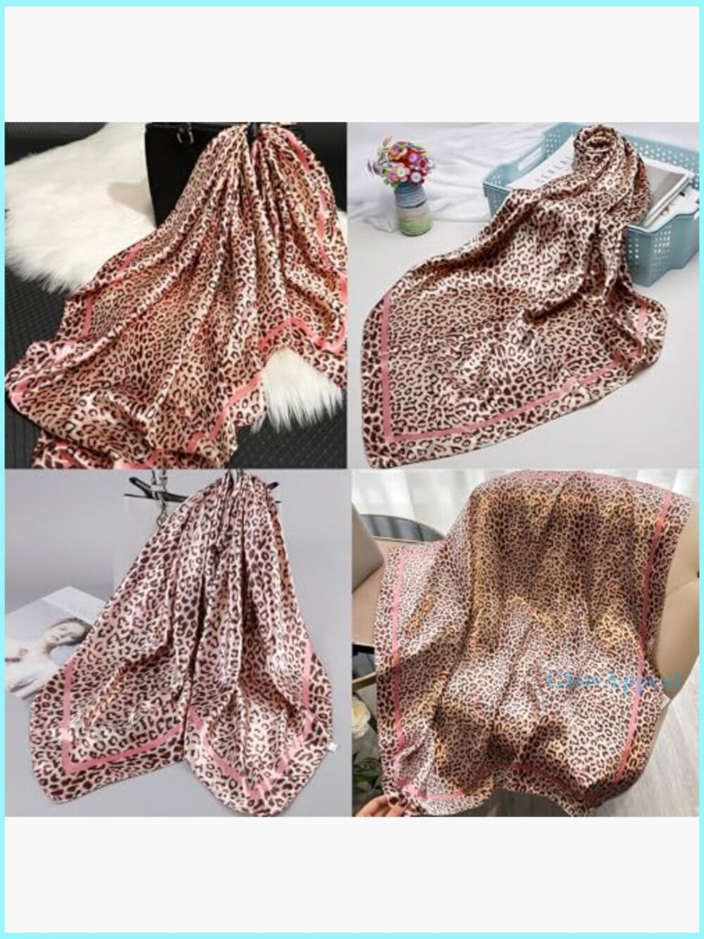 Large Square Scarf 35x35 Inch Silk Satin Head Wrap Neck Bandana - Picture 4 of 7